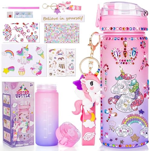 CUISH Decorate Your Own Water Bottle for Girls Age 4-6-8-10, Girls Toys Age 6-8-13, Personalized Gifts Stocking Stuffers for Kids Girls, Unicorn DIY Art Crafts Birthday Gifts Christmas Toys for Girls