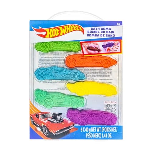 Hot Wheels 6 Piece Bath Bombs for Kids, Bubble Gum Scented, Bath Toys for Kids, Ages 3+, by Townley Girl
