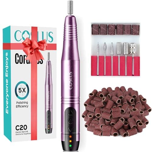 COSLUS Cordless Nail Drill Electric File: Professional for Acrylic Gel Dip Powder Nails Portable Nail Drill Machine Kit for Manicure Pedicure Nail Set with Everything Rechargeable Lightweight