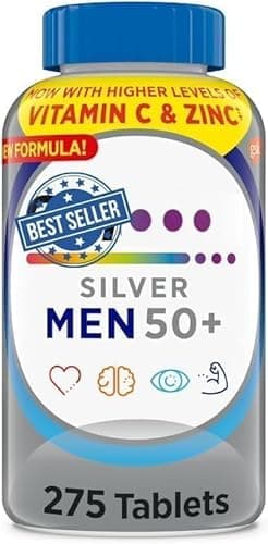 DHIWO Silver Men 50+ Multivitamin, Better Guide Vitamins Supplements, 275 Count (Pack of 1)+Guide