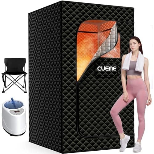 Sauna Box, Portable Steam Sauna, Portable Sauna for Home with 3L 1200W Steamer, 9 Levels, Folding Chair, Extra Large Size (2.6' x 2.6' x 5.9'), Full Body Sauna Tent for Relaxation, Detoxification
