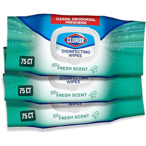 Clorox Disinfecting Wipes Flex Pack, Bleach Free, Fresh Scent, 75 Count, Pack of 3 (Pack May Vary)