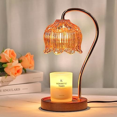 Dimmable Flower Candle Warmer Lamp with Timer, Vintage Lamp Candle Warmer for Jar Candles, Valentines Day Gifts for Her, Birthday Gifts for Women, Mom Gifts, Candle Lamp for Home Vintage Bedroom Decor