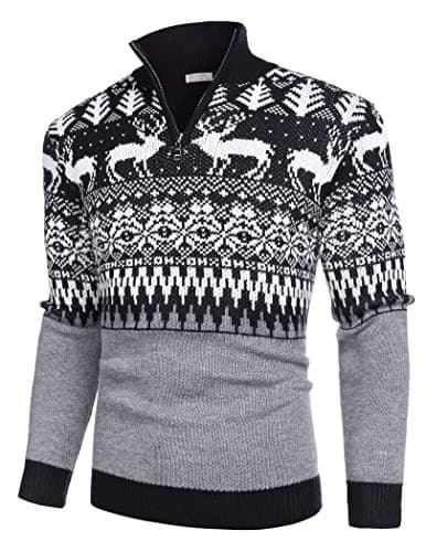 COOFANDY Mens Elk Quarter Zip Pullover Sweater Long Sleeved Casual Mock Neck Sweater (Elk XX-Large)