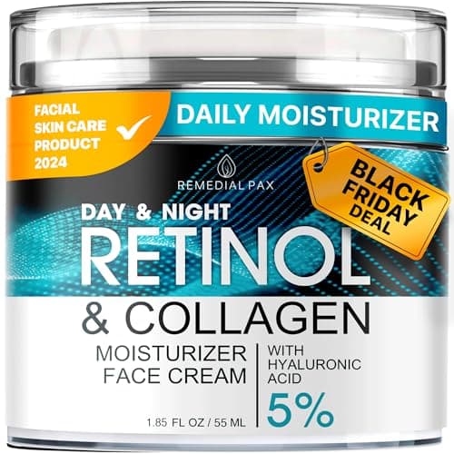 REMEDIAL PAX Face Moisturizer Retinol Cream, Anti Aging Neck Firming Cream, Collagen Day & Night Face Cream with Hyaluronic Acid for Women & Men, 1.85 Fl Oz