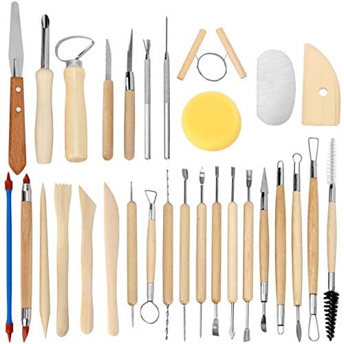 Blisstime 30pcs Clay Tools, Pottery Tools and Clay Sculpting Tools for Adults, Pottery Kit, Polymer Clay and Air Dry Clay Tools for Ceramics & Pottery Clay, Pottery Tool Kit for Craft Supplies