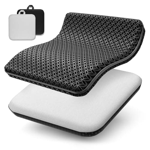 Seat Cushion, Gel Seat Cushion, Breathable Cool Suitable as Office Chair Cushion, Car Seat Cushion, Wheelchair Cushion, Large Size, Strong Support, Relieve Sciatica and Backache, 2 Anti-slip Covers1