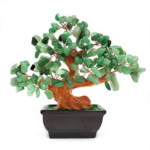 Colorsheng Feng Shui Quartz Crystal Money Tree Bonsai Style Decoration for Luck and Wealth (Green)