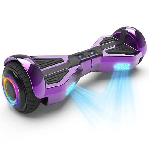 Starship Hoverboard with Bluetooth Speaker, Chrome Color Self Balancing Scooters with Science Fiction Design and 6.5 inch LED Wheels (Chrome Purple)