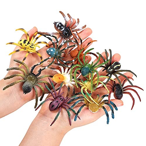 JOKFEICE Spider Toys 12 pcs Realistic Spider Figures Colorful Tarantula Figurines for Halloween Decor, Early Educational Toy, Birthday Party, Cake Topper for Kids
