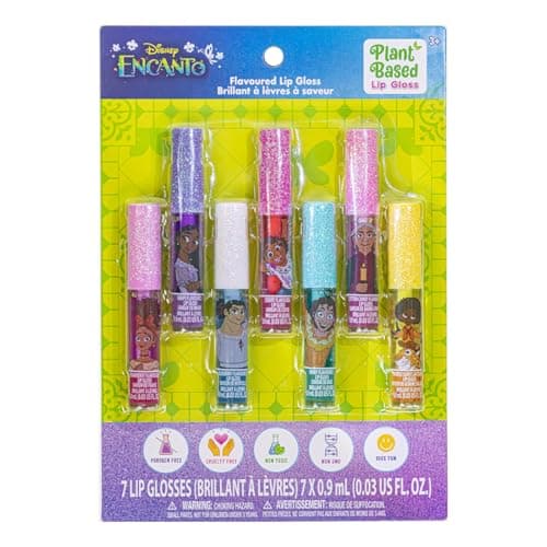 Townley Girl Encanto 7 PK Kids Lip Gloss Set | Vegan Girls Makeup for Ages 3