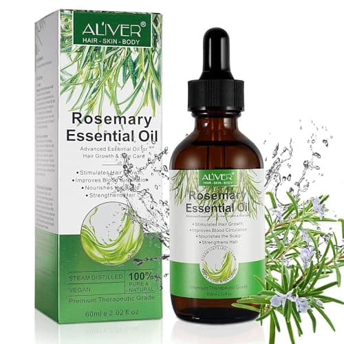 Rosemary Oil for Hair Growth, 100% Pure Organic Rosemary Oil for Eyebrow and Eyelash, Nourishes The Scalp, Improves Blood Circulation,Rid of Itchy & Dry Scalp, Hair Care Oil 60ml