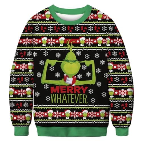 QPQEQTQ Ugly Christmas Sweatshirt, Plus Size Christmas Sweater Couples Crewneck Sweatshirts Unisex Long Sleeve Pullover Top Grc01 XXL