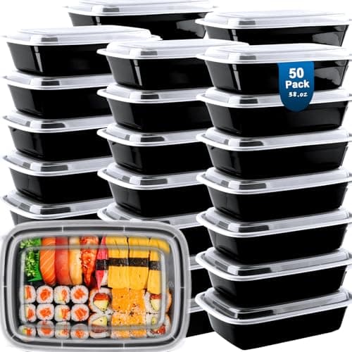 vivigu Meal Prep Containers Reusable 50 Pack - 38 oz plastic food containers with lids, To Go Food Containers BPA-Free, To Go Containers With Lids Microwave, Dishwasher, Freezer Safe