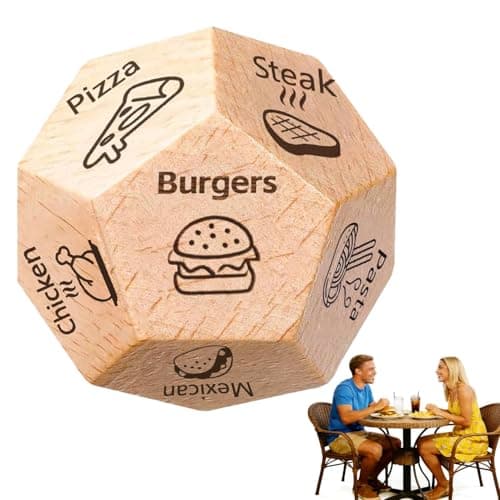 Stocking Stuffers Food Decision Dice Romantic for Him Her Couples Date Night Games Wooden Dinner Decider Dice for Birthday Valentine's Day Anniversary Boyfriend Girlfriend Men Women Wife Husband