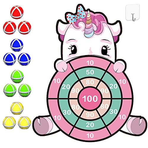 HONGID Unicorn Toys for 3-12 Year Old Girls,25”Large Dart Board Kids Toys for 6-12 Year Old Girls Teens Party Outdoor Games,Christmas Birthday Gifts for Girls Age 3-12, Pink (KL-2022)