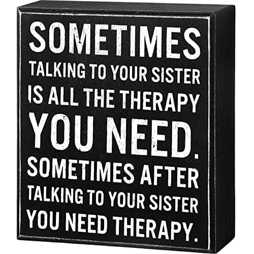 Jetec Funny Sister Gifts Sometimes Talking to Your Sister Is All the Therapy You Need Wood Sign 5.9 x 5.1 Inch Funny Plaques with Sayings Decorative for Christmas Home Decor