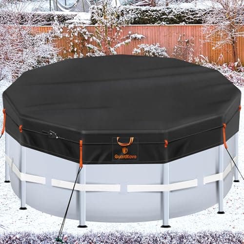 18Ft Round Pool Cover [2025 Upgraded Super Windproof] -Winter Pool Covers for Above Ground Framed Pools(Not for Steel Wall Pool), 500D One-Piece Tear Resistant Pool Cover with Quick Tightening Ratchet