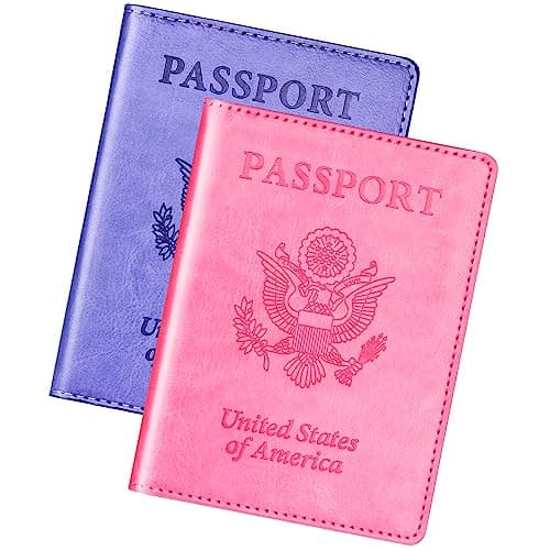 Herain Passport Holder for Travel Cruise Essentials 2 Pcs, Passport Cover Wallet Case Travel Gifts Women Men Family, Passports Book Holders Vacation Accessories Must Haves