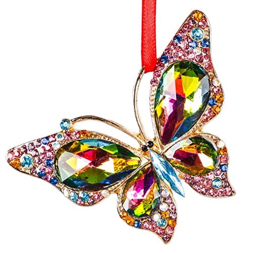 WaaHome Metal Butterfly Christmas Ornaments 2024 Monarch Butterfly Keepsake Christmas Tree Ornaments Decorations, Colorful Butterfly Christmas Ornaments Gifts for Women Girls Mom Sisters