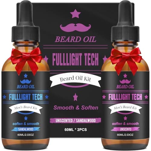 Beard Oil,2 Packs 4 FLOZ(120ml) Natural Beard Oil for Men Growth,Sandalwood and Unscented Beard Growth Oil Soften,Strengthen,Moisturize Beard Care,Stocking Stuffers for Men Gifts for Him Dad Boyfriend