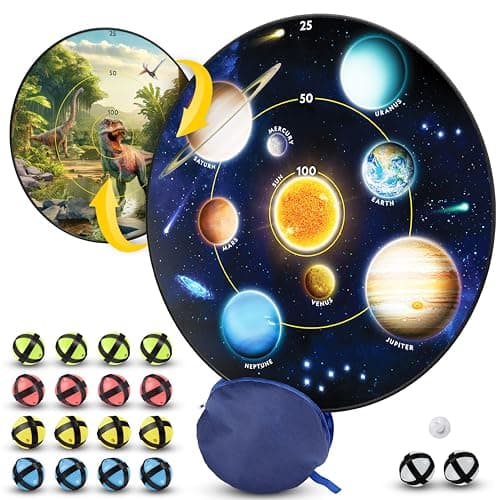 NATIONAL GEOGRAPHIC Kids Glow in the Dark Dart Board for Kids - Dart Ball Game Set with 28" Reversible, Glowing Dartboard and Sticky Balls, Indoor Games for Kids, Kids Darts Game, Kid Dart Board