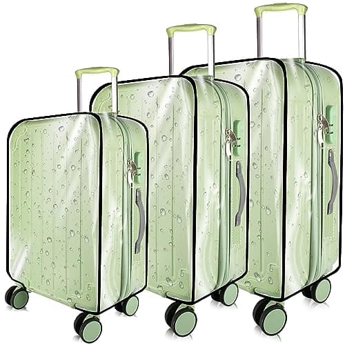 KSSZZCO 3 Pieces Thicken Clear Luggage Cover Protector, 20" 24" 28" PVC Luggage Covers for Suitcase Waterproof Dustproof Anti-scratch Travel Suitcase Covers Case for Wheeled Luggage