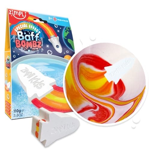 Large Rocket Bath Bomb from, Magically Creates Flame Special Effect, Birthday Gifts for Boys & Girls Age 3+, Fizzing Bath Toy for Moisturising Dry Skin, Montessori Toys for All