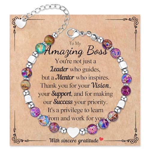 Wisedawn Boss Gifts for Women, Gifts for Boss Christmas Bosses Gift for Lady Female, Natural Stone Beaded Bracelets