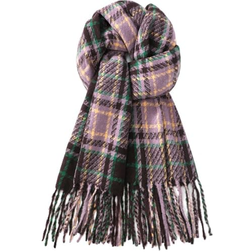 fauson Winter Scarf for Women - Long Plaid Tassel Scarf for Women Winter, Warm Large Womens Scarfs Wrap Shawl Ladies Gifts Purple
