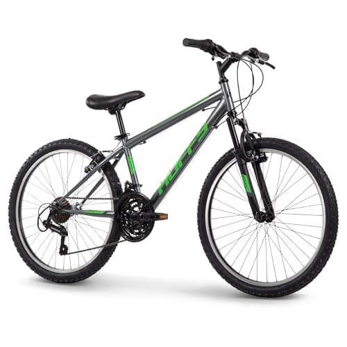 Huffy Stone Mountain Mens 24 Inch Mountain Bike, Charcoal Gloss Frame, 21-Speed Shimano Twist Shifting, Front Suspension, Comfort Saddle | 20"/24"/26" Sizes, 6-21 Speeds, Dual Suspension Available