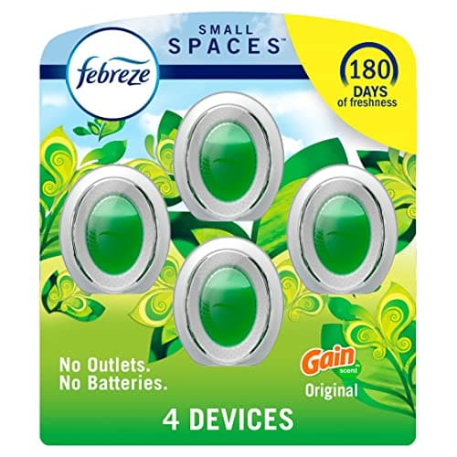 Febreze Small Spaces Air Freshener, Odor-Fighting, Plug In Alternative, Air Fresheners for Home and Bathroom and Kitchen, Closet Air Fresheners, Gain Original Scent, 4 Count