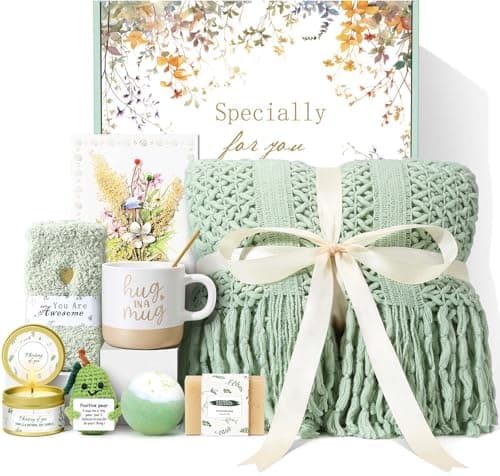 Self Care Gifts for Women Spa Gift Basket Birthday Gifts for Women, Get Well Soon Gift Baskets Thinking of You Relaxation Stress Relief Care Package, Christmas Gifts for Mom Friend Sister(Sage Green)