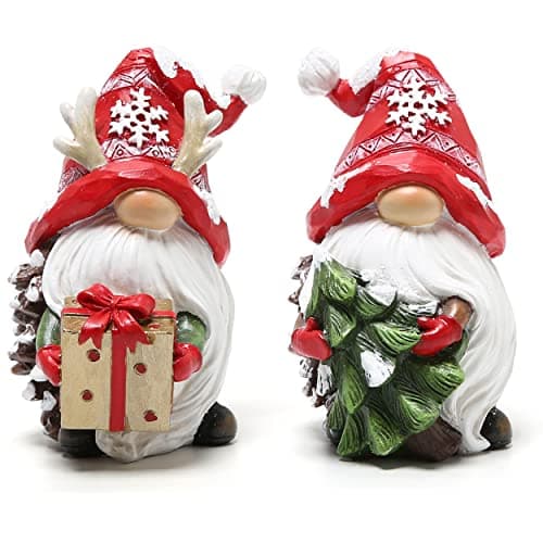 Hodao Christmas Resin Gnomes Handmade Christmas Resin Gnomes Holiday Present, Winter Table Christmas Tree Christmas Decorations Indoor and Display on Mantel or Window Sill