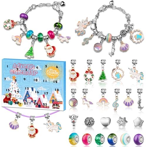 Girls Advent Calendar 2024, Charm Bracelets Making Kit for Kids Christmas Countdown Calendars 24 Days Xmas Jewelry Making Kit for Girls 6-7, Teens Teenagers Girl 8-12 & Women Arts and Crafts Gift Toys