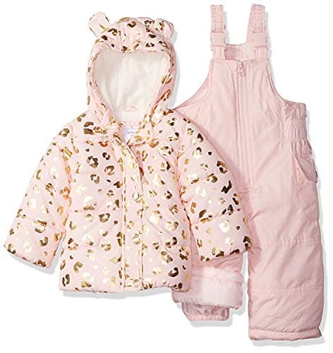 Carter's Girls' Little Two Piece Snowsuit Set, Leopard Light Pink, 5/6