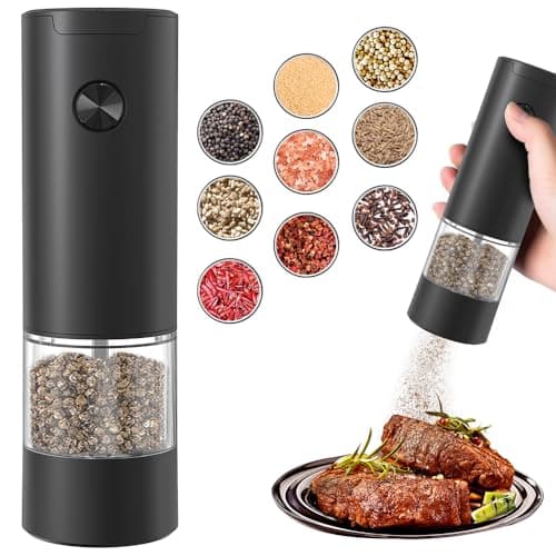 JIDSPWLS Electric Pepper and Salt Grinder, Adjustable Coarseness Salt & Pepper Mill,With LED Light,Easy to Clean,Battery Powered, One Handed Operation, Kitchen Essential