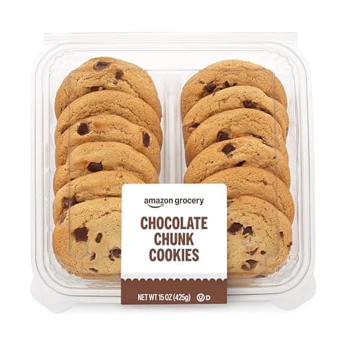 Amazon Grocery, Chocolate Chunk Cookies, 15 Oz, 12 Ct, Frozen (Previously Amazon Fresh, Packaging May Vary)