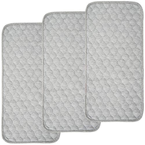 BlueSnail Quilted Thicker Waterproof Changing Pad Liners 3 Count(Gray 13” x 27”)