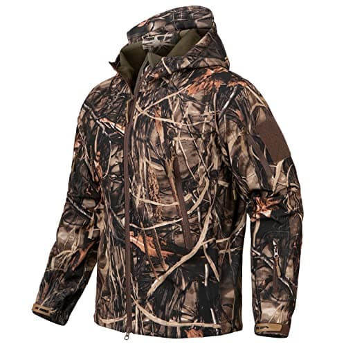 ReFire Gear Men's Soft Shell Military Tactical Jacket Outdoor Camouflage Hunting Fleece Hooded Coat