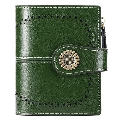 SENDEFN Small Womens Wallet Leather Bifold Card Holder RFID Blocking with Zipper Coin Pocket