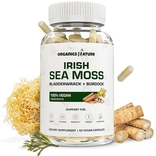 ORGANICS NATURE Irish Sea Moss Capsules 45 Servings | High Potency Sea Moss Pills | Immunity Sea Moss Supplement for Lung Detox, Energy, Bone & Joint Support 90 Vegan Capsules