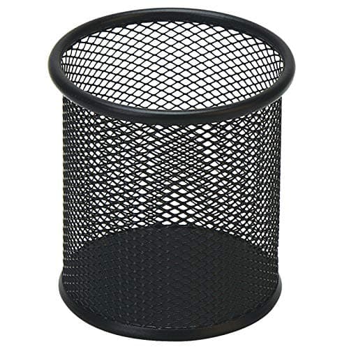 Black Pen Holder Cup for Desk, Black Wire Mesh Pencil Cup Holder for Desk Office Pen Organizer