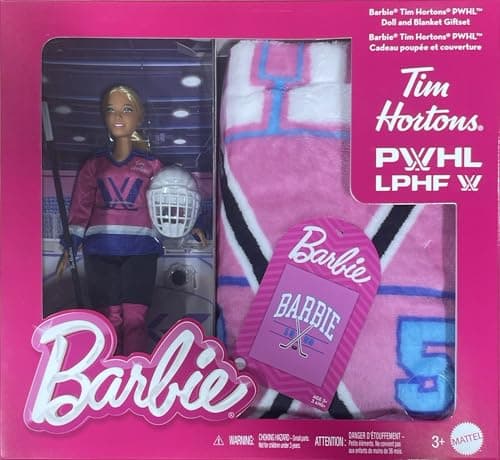 Barbie PWHL 2025 Hockey Player Fashion Doll Gift Set w/Blanket, Blonde 11-Inch Collectible, New in Box (PWHL Doll)