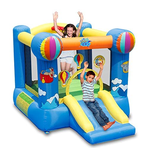 ACTION AIR Bounce House, Inflatable Hot Air Balloon Bouncer with Air Blower, Jumping Bouncy Castle with Slide for Outdoor and Indoor, Love for Kids