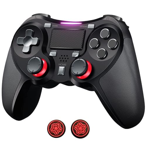 TERIOS Wireless Controller for PS4, Remote Controller with Hall Effect Joystick, 1000mAh Battery, 3.5mm Audio Jack and Programming Function, Compatible with PS4, Pro, Slim (Black)