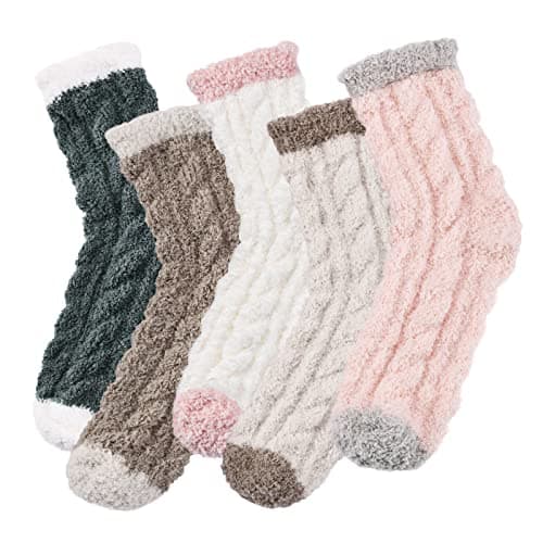 Clothirily 5 Pair Fuzzy Socks for Women, Fluffy Socks Women, Cozy Socks Slipper Socks Women