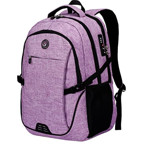SHRRADOO Anti Theft Laptop Backpack Travel Backpacks with usb Charging Port for Women Men High School College Backpack Computer Bag Fits 17 Inch Laptop,Purple