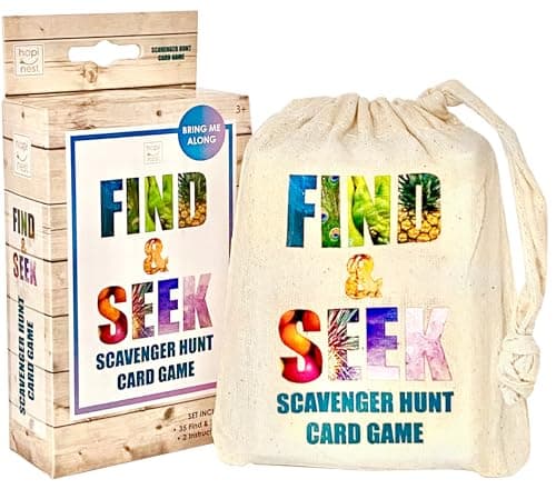 Hapinest Find and Seek Scavenger Hunt Card Game, Indoor Outdoor Activities for Kids Toddler & Family, Beach Camping Travel Car Games for Road Trips, Kids Scavenger Hunt Game Age 3 4 5 6 Years Old & Up