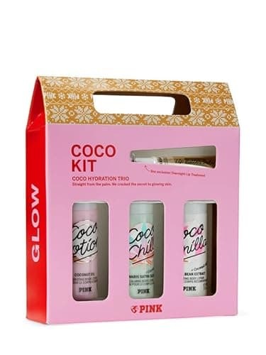 Victoria's Secret PINK Coco Body Care Gift Set: Coco, Coco Chill, Coco Vanilla Mini Lotions & Lip Mask 1.87 Fl Oz (Pack of 4)